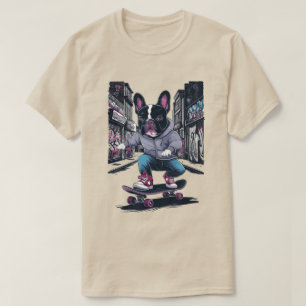 Franse Bulldog op een skateboard T-shirt
