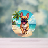 Franse Bulldog op een strand Acryl Bord (Neutraal)