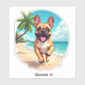 Franse Bulldog op een strand Sticker (Vel)