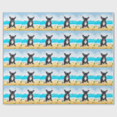 Franse Bulldog op het Strand Cadeaupapier (Vlak)