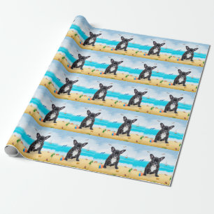Franse Bulldog op het Strand Cadeaupapier