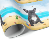 Franse Bulldog op het Strand Cadeaupapier (Rol Hoek)