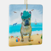 Franse Bulldog op het Strand Keramisch Ornament (Rechts)