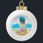 Franse Bulldog op het strand Keramische Bal Ornament<br><div class="desc">Een Franse Bulldog op het strand is een perfect cadeau-idee voor iemand die van dit hondenras houdt.</div>