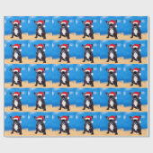 Franse Bulldog op het strand Kerstmis Santa Hat Cadeaupapier (Vlak)