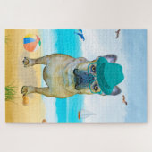 Franse Bulldog op het Strand Legpuzzel (Horizontaal)