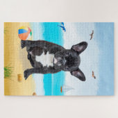 Franse Bulldog op het Strand Legpuzzel (Horizontaal)