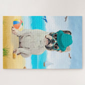 Franse Bulldog op het Strand Legpuzzel (Horizontaal)