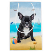 Franse Bulldog op het Strand Medium Cadeauzakje (Voorkant)