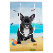 Franse Bulldog op het Strand Medium Cadeauzakje (Achterkant)