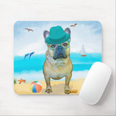Franse Bulldog op het Strand Muismat (Met muis)