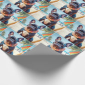 Franse Bulldog op het strand, zomercadeau voor hon Cadeaupapier (Hoek)