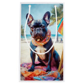 Franse Bulldog op het strand, zomercadeau voor hon Klein Cadeauzakje (Voorkant)