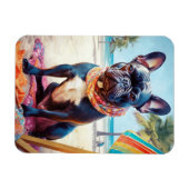 Franse Bulldog op het strand, zomercadeau voor hon Magneet (Horizontaal)