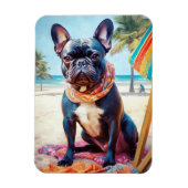 Franse Bulldog op het strand, zomercadeau voor hon Magneet (Verticaal)