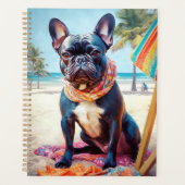 Franse Bulldog op het strand, zomercadeau voor hon Planner (Voorkant)