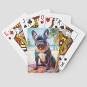 Franse Bulldog op het strand, zomercadeau voor hon Pokerkaarten (Achterkant)