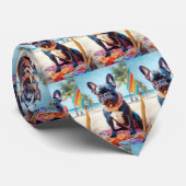 Franse Bulldog op het strand, zomercadeau voor hon Stropdas (Opgerold)