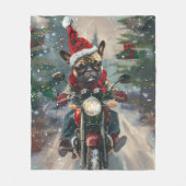 Franse Bulldog op Motorfiets Kerstmis Fleece Deken (Voorkant)
