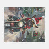 Franse Bulldog op Motorfiets Kerstmis Fleece Deken (Voorkant (Horizontaal))