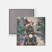 Franse Bulldog op Motorfiets Kerstmis Magneet (Voorkant / Achterkant)