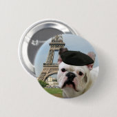 Franse Bulldog op Paris knop Ronde Button 5,7 Cm (Voorkant /achterkant)