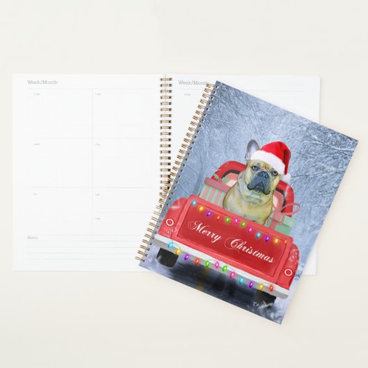 Franse Bulldog op sneeuw tijdens de kerstmis Planner (Display)