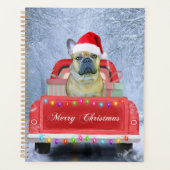 Franse Bulldog op sneeuw tijdens de kerstmis Planner (Voorkant)