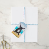 Franse Bulldog op Strand Cadeaulabel (Met Touw)
