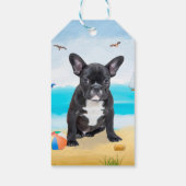 Franse Bulldog op Strand Cadeaulabel (Achterkant)