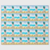 Franse Bulldog op Strand Cadeaupapier (Vlak)