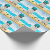 Franse Bulldog op Strand Cadeaupapier (Hoek)
