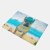 Franse Bulldog op Strand Deurmat (Schuin)