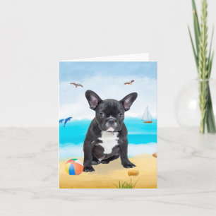 Franse Bulldog op Strand Kaart