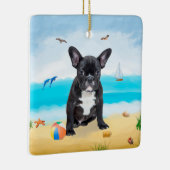 Franse Bulldog op Strand Keramisch Ornament (Rechts)