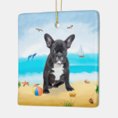 Franse Bulldog op Strand Keramisch Ornament (Links)