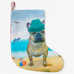 Franse Bulldog op Strand Kleine Kerstsok