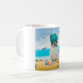 Franse Bulldog op Strand Koffiemok (Voorkant links)