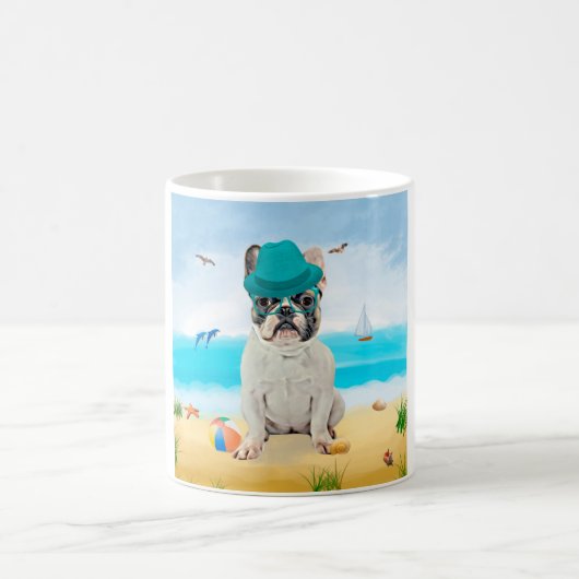 Franse Bulldog op Strand Koffiemok (Center)