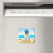 Franse Bulldog op Strand Magneet (Insitu (Vaatwasser))