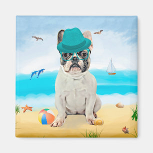 Franse Bulldog op Strand Magneet