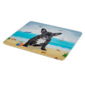 Franse Bulldog op Strand Worpkussen Snijplank (Hoek)