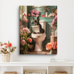 Franse Bulldog op toilet | Frans Art Badkamer Canvas Afdruk<br><div class="desc">Kunst met een speelse Franse Bulldog die geniet van een badkamerpauze in een badkamer gevuld met prachtige bloemen. Dit charmante kunstwerk voegt een vleugje warmte en persoonlijkheid toe aan uw ruimte,  waardoor het uitnodigender en vrolijker aanvoelt.</div>