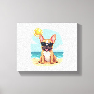 Franse Bulldog op vakantie Canvas Afdruk