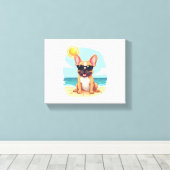Franse Bulldog op vakantie Canvas Afdruk (Insitu (Houten vloer))