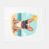 Franse Bulldog op vakantie Fleece Deken (Voorkant (Horizontaal))