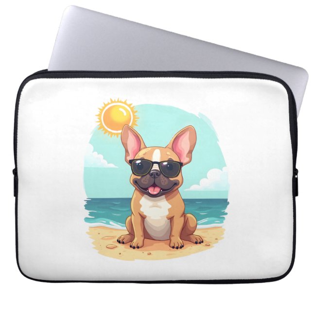Franse Bulldog op vakantie Laptop Sleeve (Voorkant)