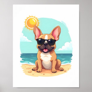 Franse Bulldog op Vakantie Poster