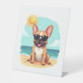 Franse Bulldog op vakantie Reclamebord Met Voetstuk (Voorkant)