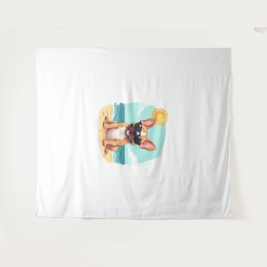 Franse Bulldog op vakantie Wandkleed (Voorkant (horizontaal))